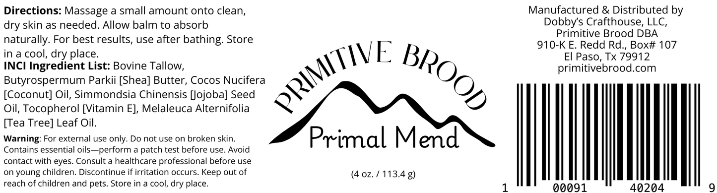 Primal Mend – Whipped Tallow Healing Balm with Tea Tree & Jojoba | Natural Moisturizer for Blemishes, Irritations & Dry Skin