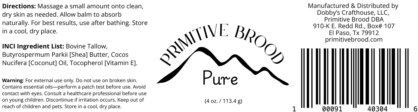 Pure – Unscented Whipped Tallow Body Balm | Natural Moisturizer for Sensitive Skin, DIY Essential Oil Blends & More