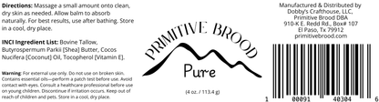 Pure – Unscented Whipped Tallow Body Balm | Natural Moisturizer for Sensitive Skin, DIY Essential Oil Blends & More