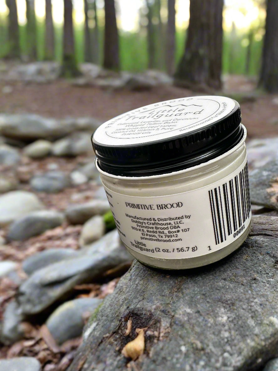 Little Trailguard on a rock in the forest.